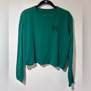 PINK Victoria's Secret Emerald Green Long Sleeve Crop Top